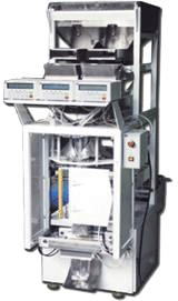 Фасовочно-упаковочный автомат У-03 (серия 032М). Предназначен для дозирования и упаковки сыпучих и умеренно пылящих продуктов. Автомат дозирует по весу с высокой точностью в пакеты, формируемые из рулонной плёнки. Используемая для упаковки плёнка — одно- и многослойный полипропилен.